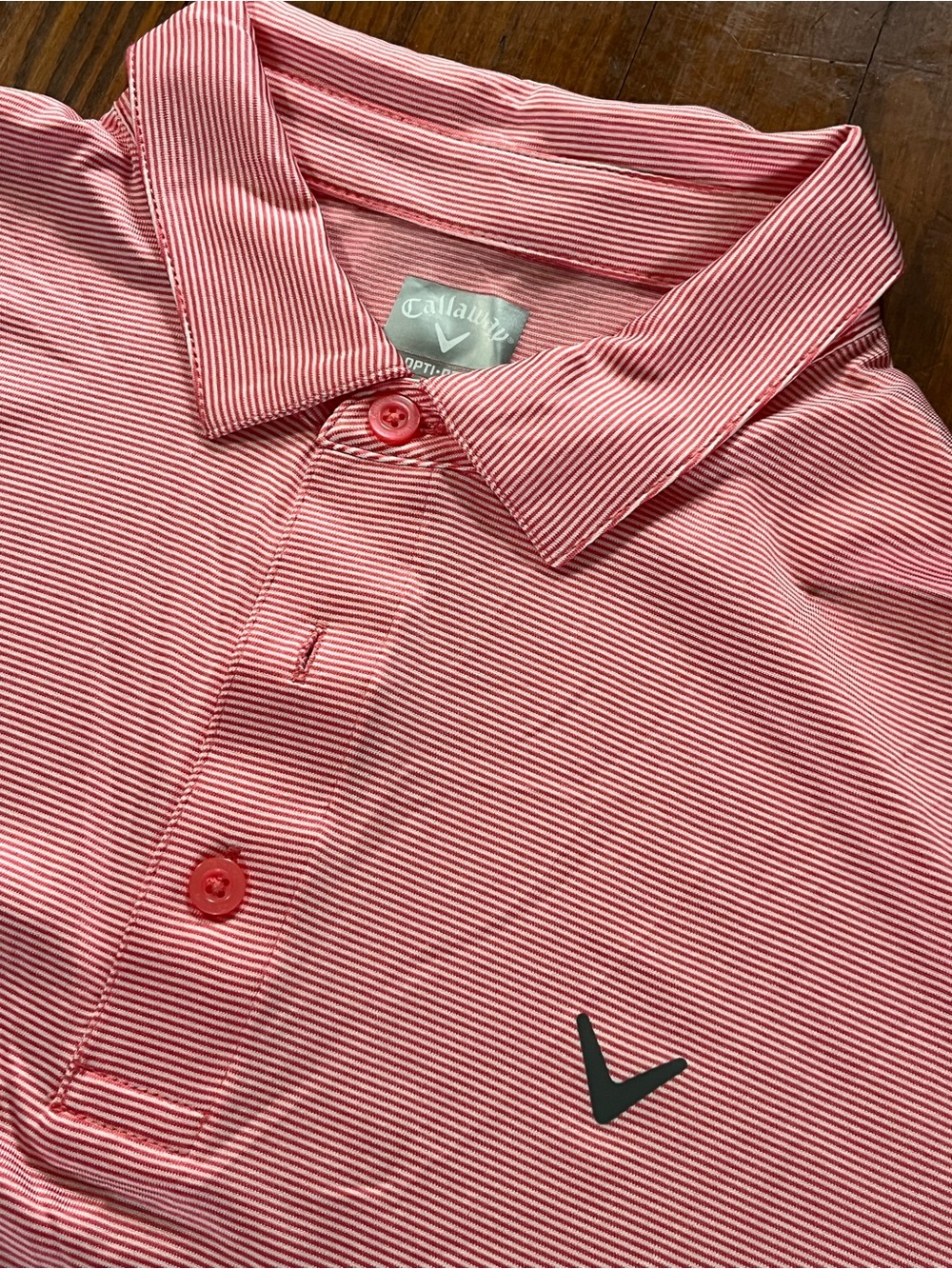 Callaway Men’s Coral Pink Striped Polo Shirt Large
